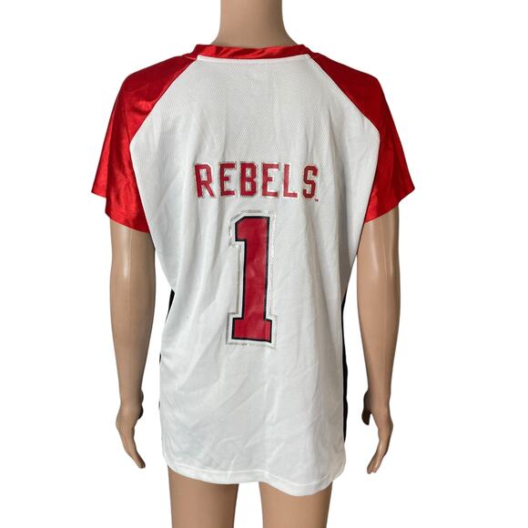UNLV Rebels Jersey Hey Reb Womens Large White Red - Picture 2 of 14
